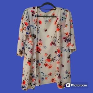 3/$30 YETT'S Fairycore Floral Chiffon Beach Cover-up Open Front Kimono